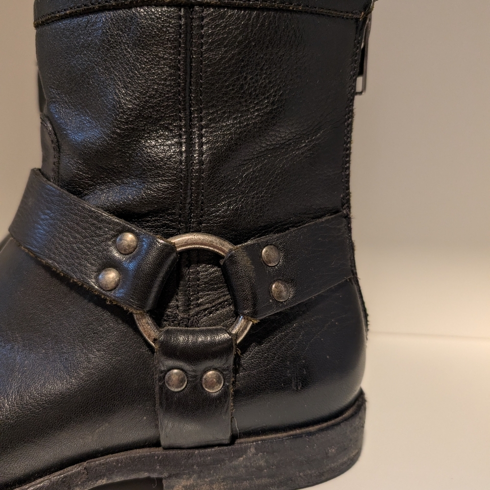 Frye Black Leather Harness Ankle Boots - Picture 8 of 9